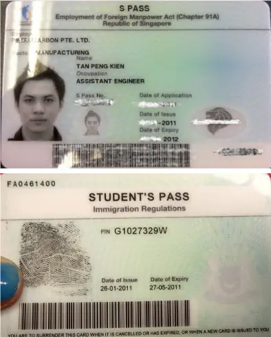 Mặt trước và mặt sau của Student Pass