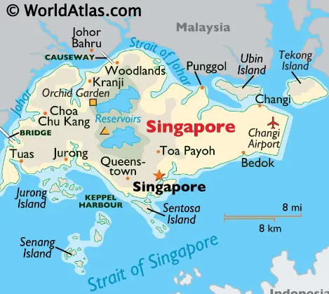 Singapore trên bản đồ thế giới